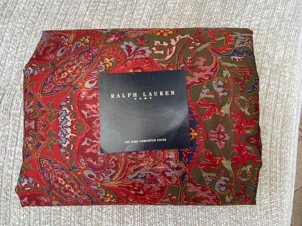 Ralph Lauren Galahad Red Paisley King Duvet / Comforter Cover