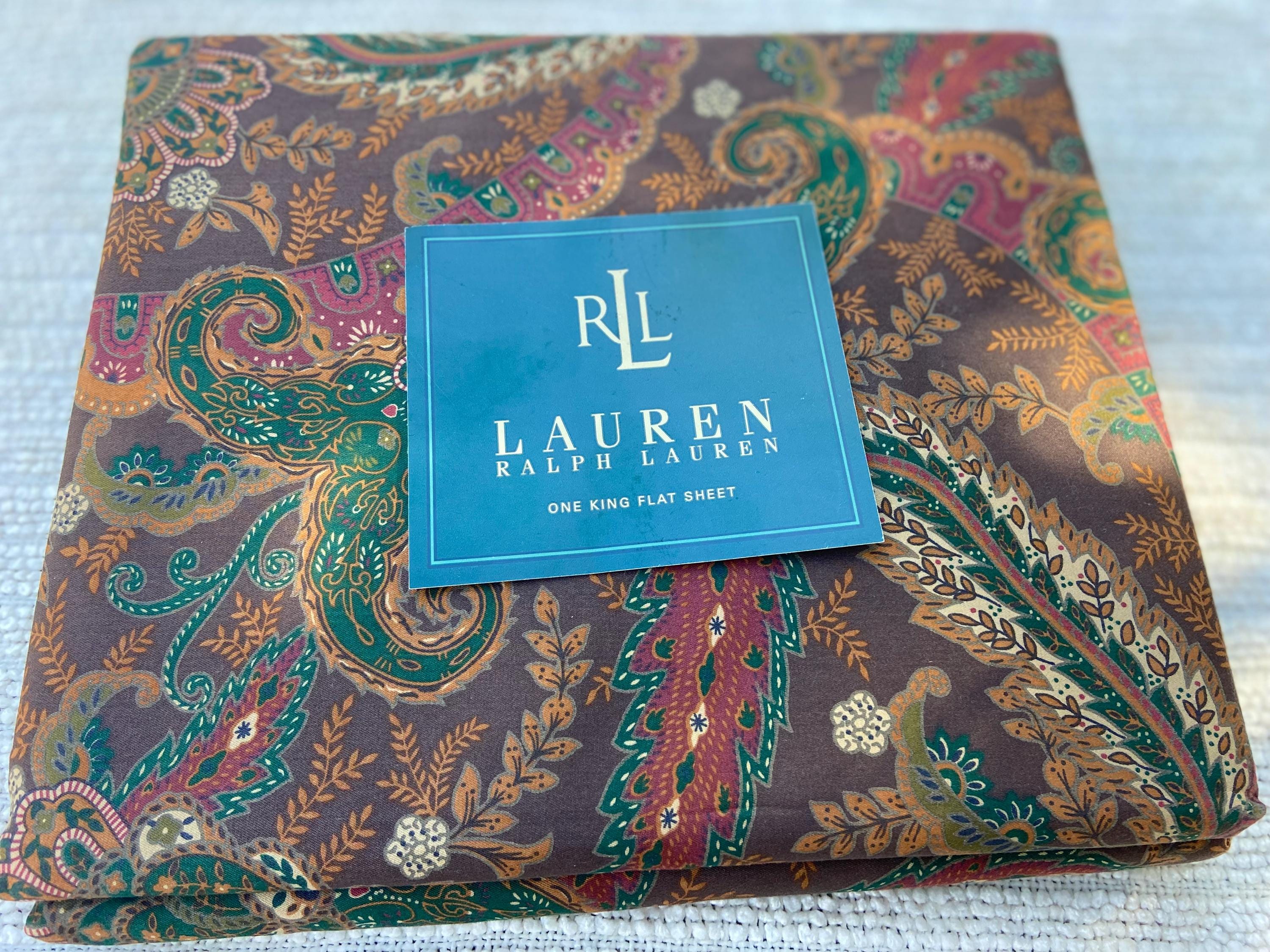 Ralph Lauren Rue Des Artistes King Flat Sheet Brown Paisley