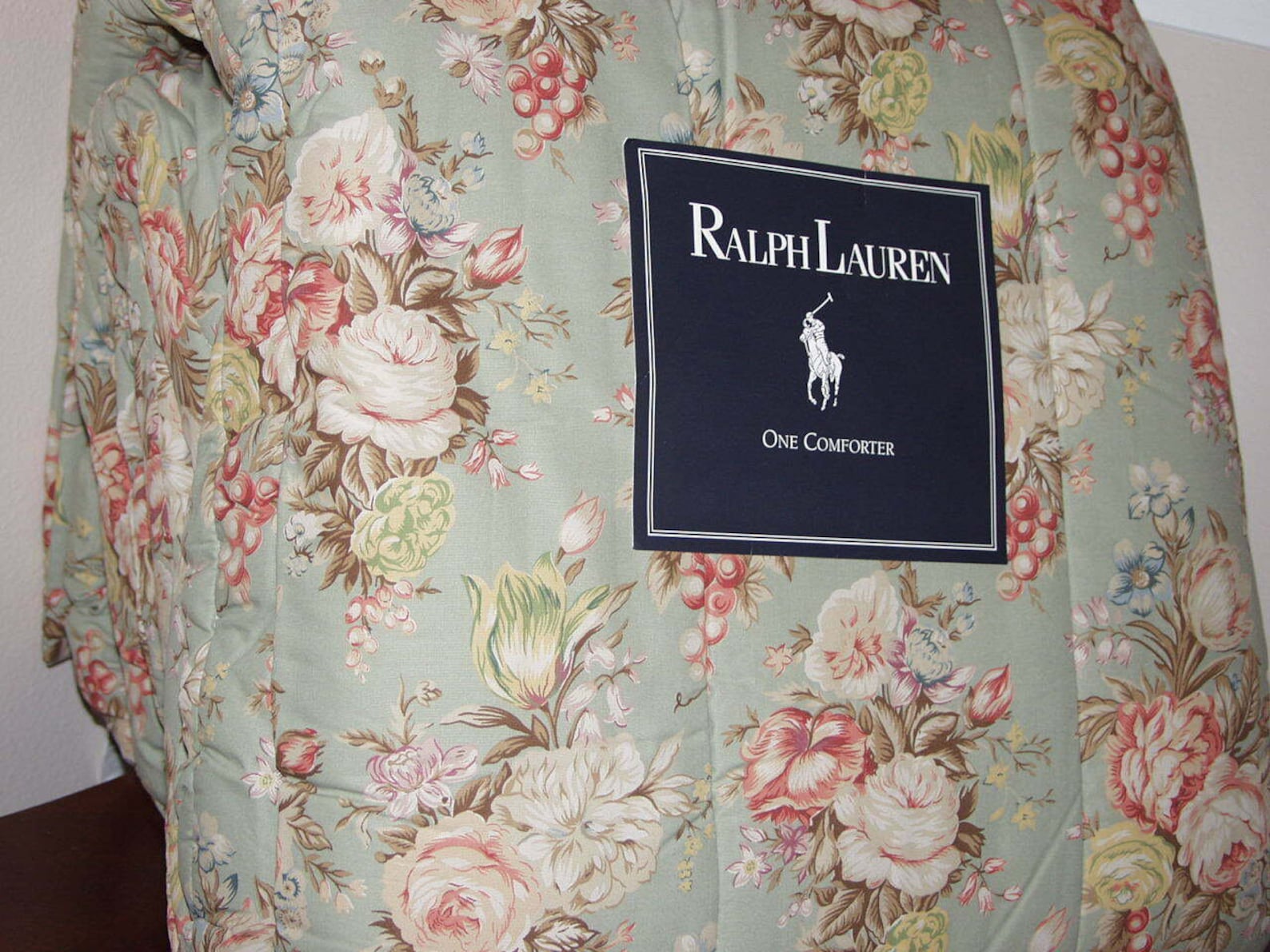 Ralph Lauren CHARLOTTE Sage Green Floral KING COMFORTER Reversible New