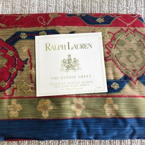 Ralph  Lauren   CONSERVATORY Red  King  4pc   SHEET SET Sateen   280tc   Vintage