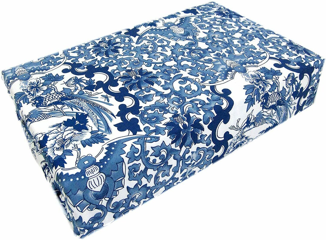 【極美品✨】ペンローズ フローラル柄 パターン柄 ジャガード 白青 光沢 英国製 Ralph Lauren Porcelain Blue Tamarind Bird QUEEN Duvet Cover + Two