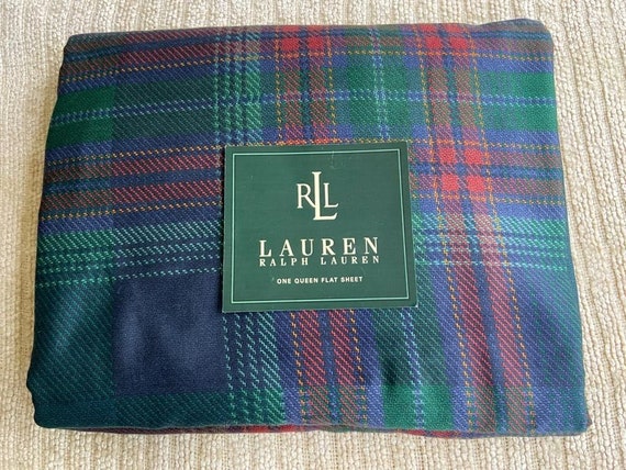 Ralph Lauren Greycliff Tartan Queen 2 Sheets Set Flat and Fitted