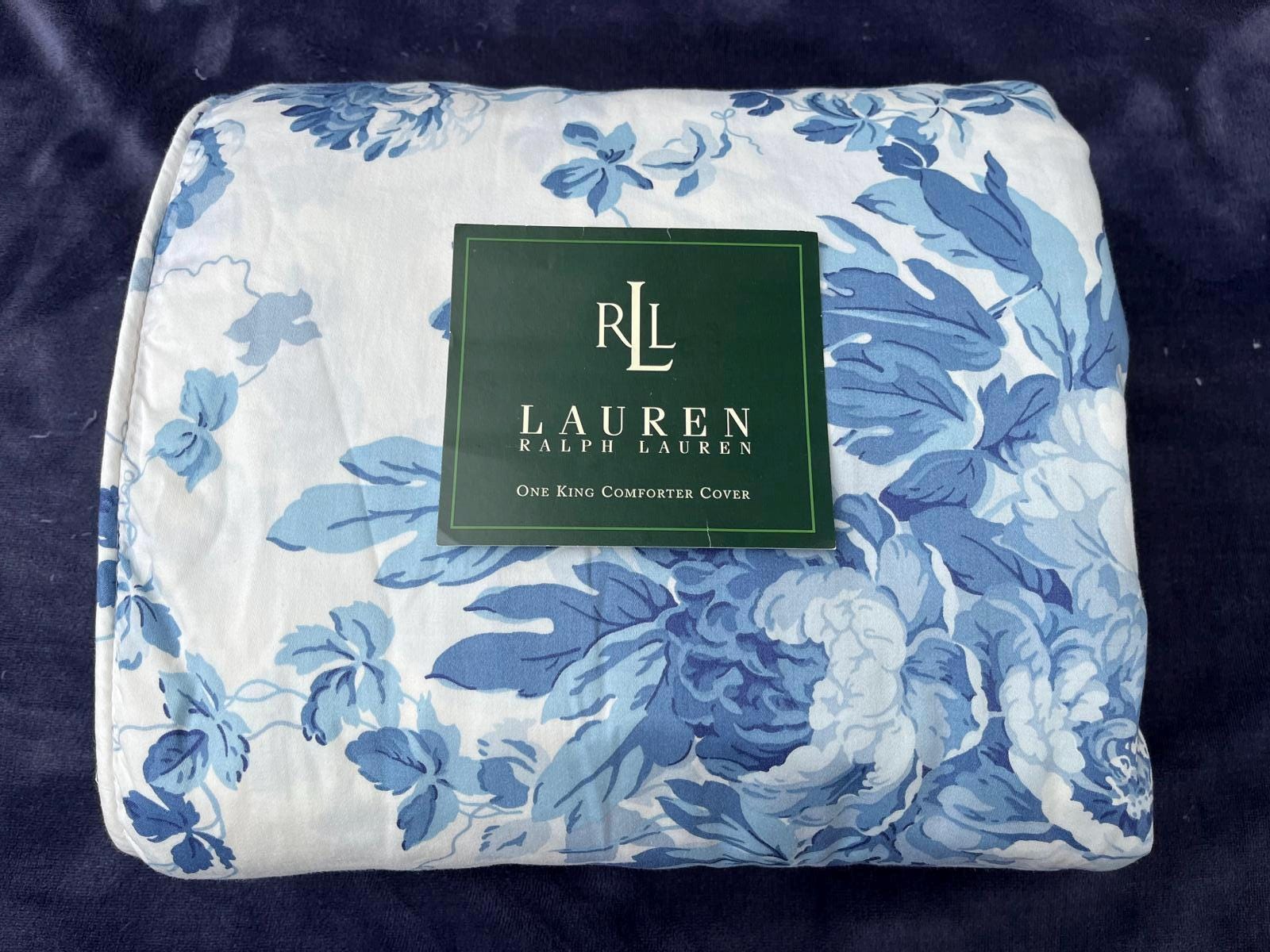 Ralph Lauren, ラルフローレン、掛け布団カバー、フリル、ラッフル ラルフローレン ELSA フローラル ブルー ホワイト キングサイズ