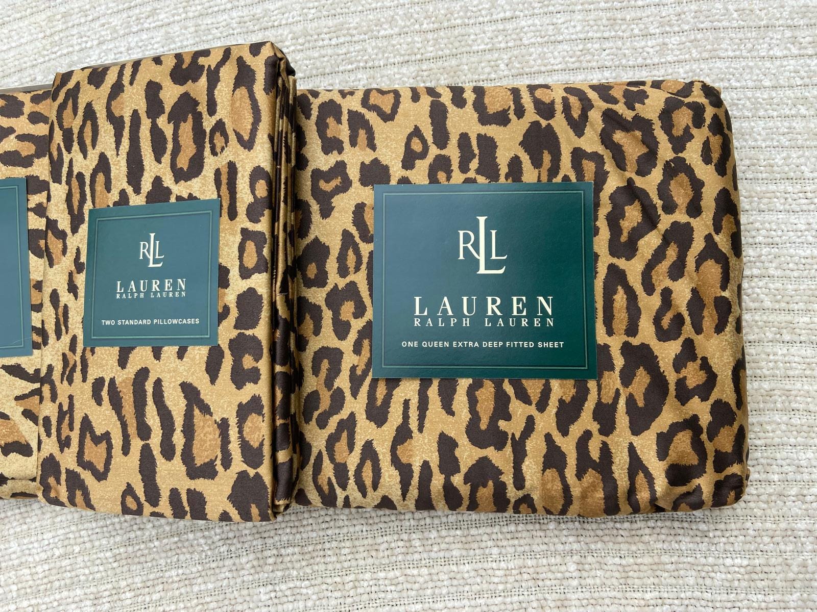 LAUREN RALPH LAUREN セミダブル シーツセット レオパード Ralph Lauren Leopard Neutral Bohemian Sateen 280TC QUEEN Sheet 4PC