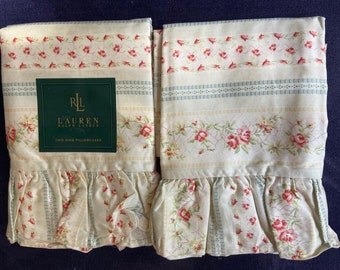 Ralph Lauren Highfields  Cottage Floral 2 King Pillowcases 370 tc Sateen  Rare!