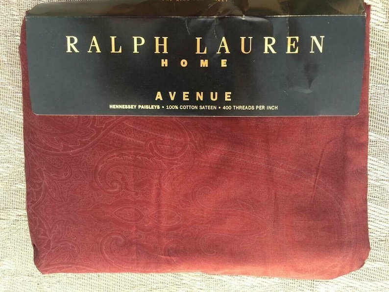 Ralph  Lauren   Doncaster    Burgundy   King   FLAT  SHEET 400tc   Cotton   Sateen    Avenue