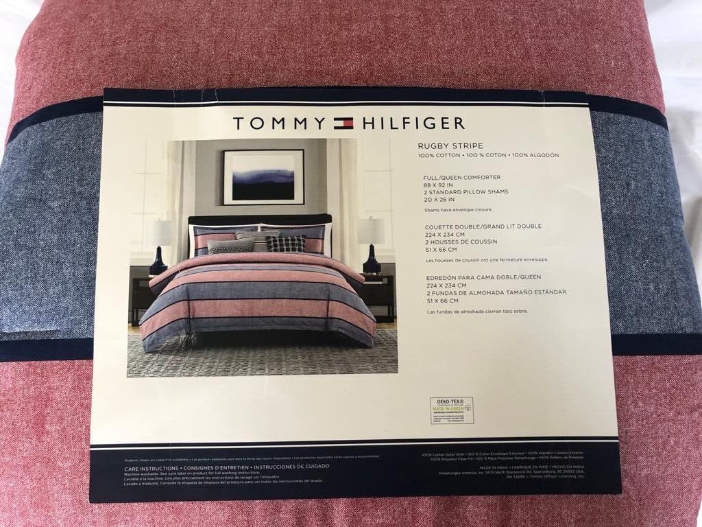 Tommy HILFIGER Rugby Stripe FULL/QUEEN Multi Red Grey-Blue - Etsy España