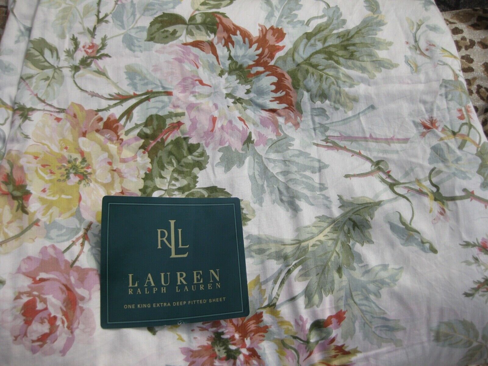Ralph Lauren WENTWORTH Floral KING Deep Fitted Sheet 300tc Vintage Rare