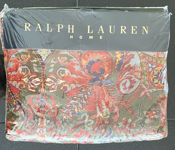Ralph Lauren Galahad Red Paisley Queen Fitted Sheet Sateen Rare