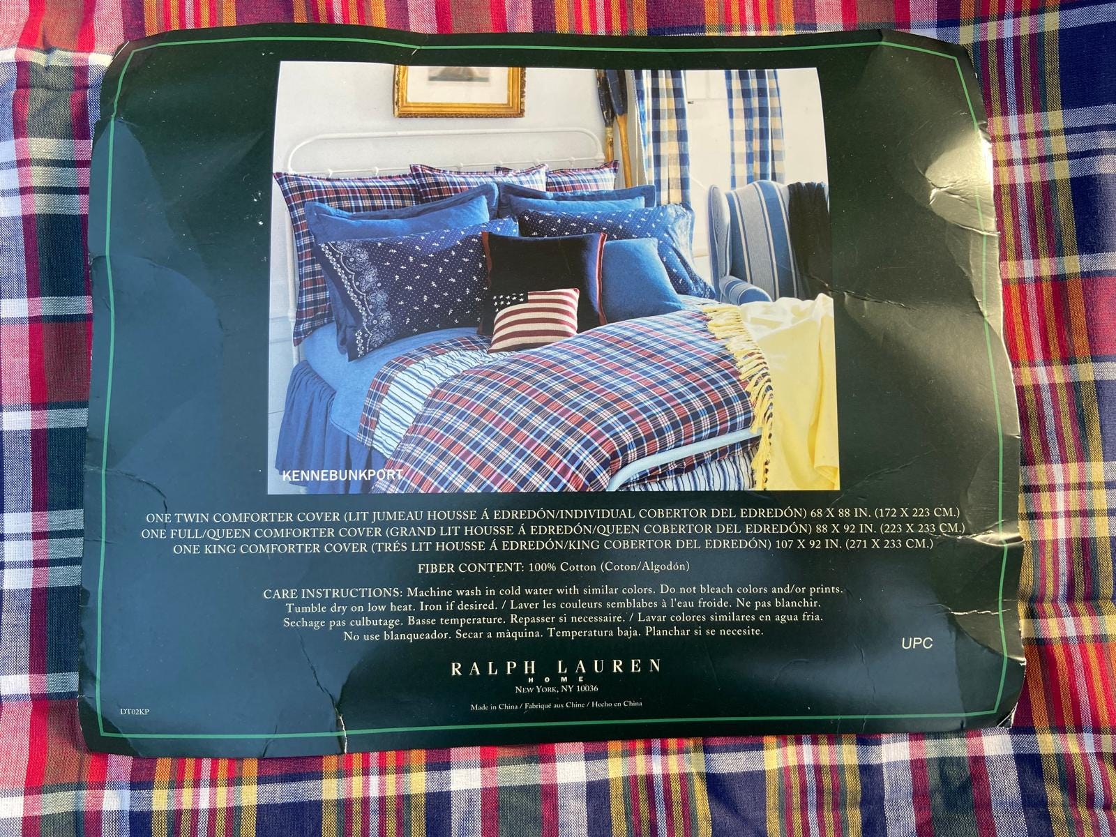 Ralph Lauren MADRAS Plaid Kennebunkport KING Duvet / Comforter