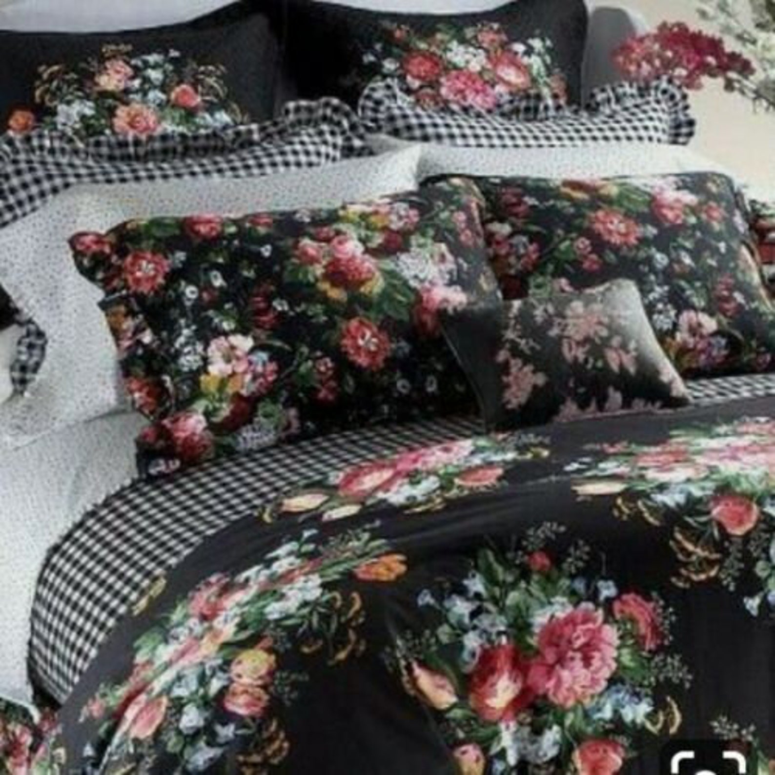 Ralph Lauren Cossette Isadora Black Floral KING COMFORTER Etsy