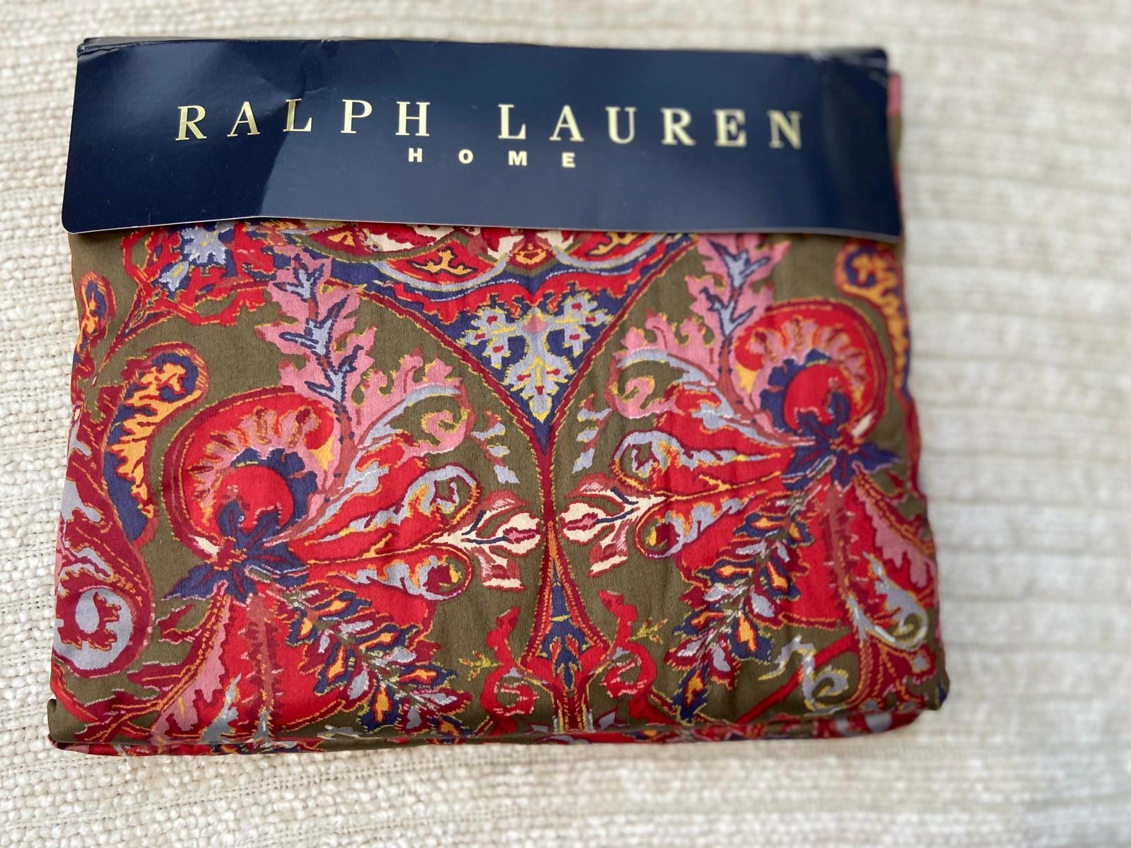 Ralph Lauren GALAHAD Red Paisley Queen FITTED Sheet 300TC Medieval