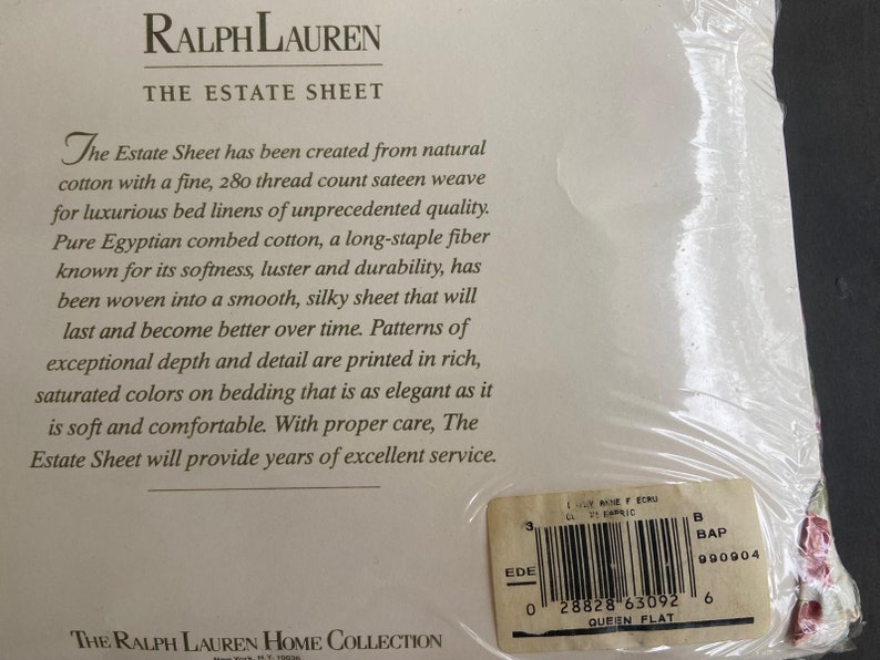 Ralph Lauren Emily Anne Rose Floral Queen Estate Ruffled Flat Sheet ...