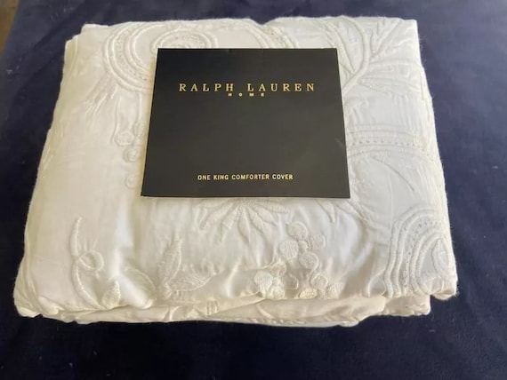 Ralph Lauren Hope Chest Border Embroidery WINTER WHITE King Duvet