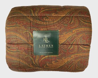 Ralph Lauren GEWELDIGE BARRINGTON Paisley Queen DEKBED Satijn Vintage, Zeldzaam!