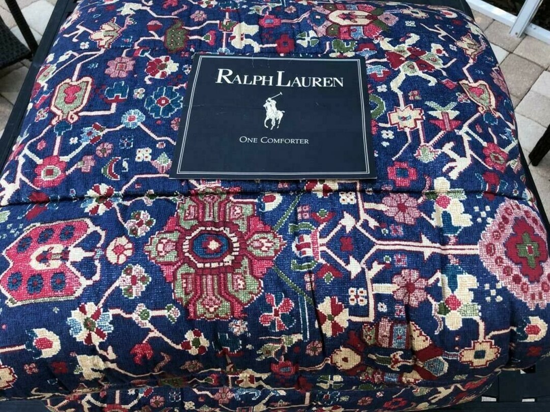 Ralph Lauren ORIENTA Blue Paisley Queen COMFORTER New Sateen