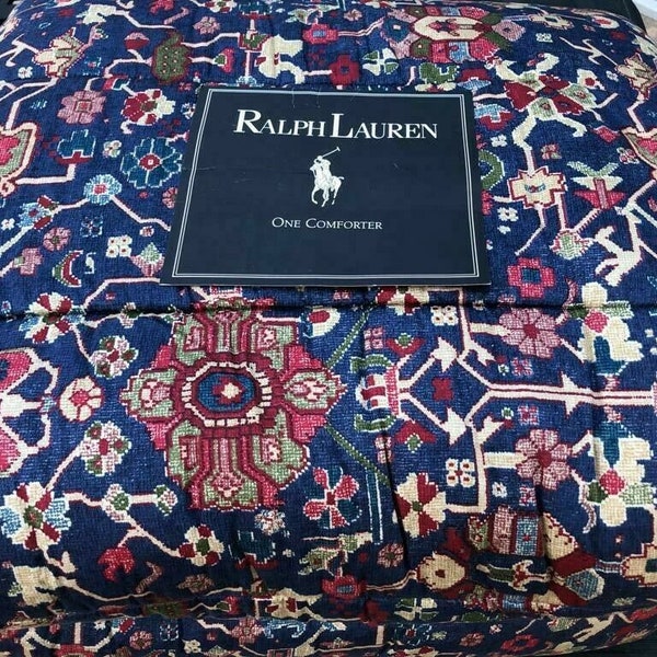 Ralph  Lauren   ORIENTA  Blue  Paisley   KING COMFORTER New   Sateen   Vintage !