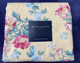 Ralph Lauren Parsonage gele bloemen dekbedovertrek / dekbedovertrek kussenslopen set van 3 New Vintage Zeldzaam!
