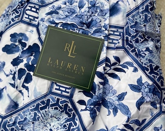Ralph Lauren Palm Harbor Blue Paisley Queen Bedskirt Dust Ruffle