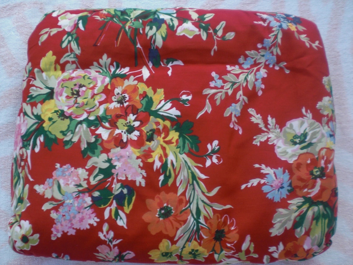 Ralph Lauren Belle Harbor Red Floral King Comforter 4 Pc Set Vintage