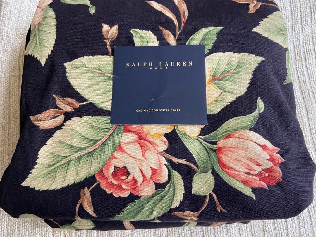 Ralph Lauren Charleston Black Floral King Duvet / Comforter Cover