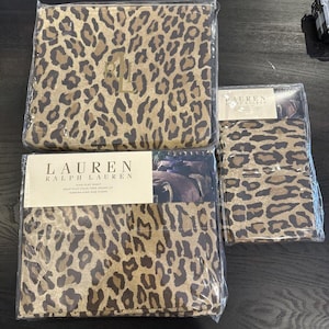 Ralph Lauren  Bohemian Leopard Sateen  King  Sheet Set 4 Pieces 450 tc Rare