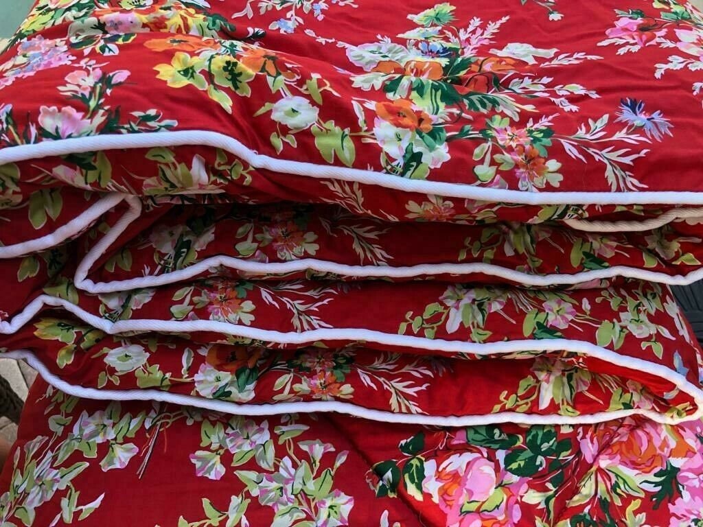 Ralph Lauren Belle Harbor Red Floral King Comforter 4 Pc Set Vintage