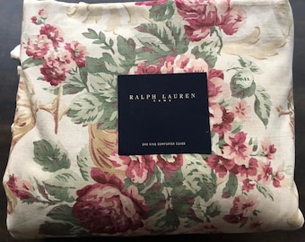 Ralph Lauren GROSVENOR BLOEMEN gegolfd kingsize dekbedovertrek zeer zeldzaam!