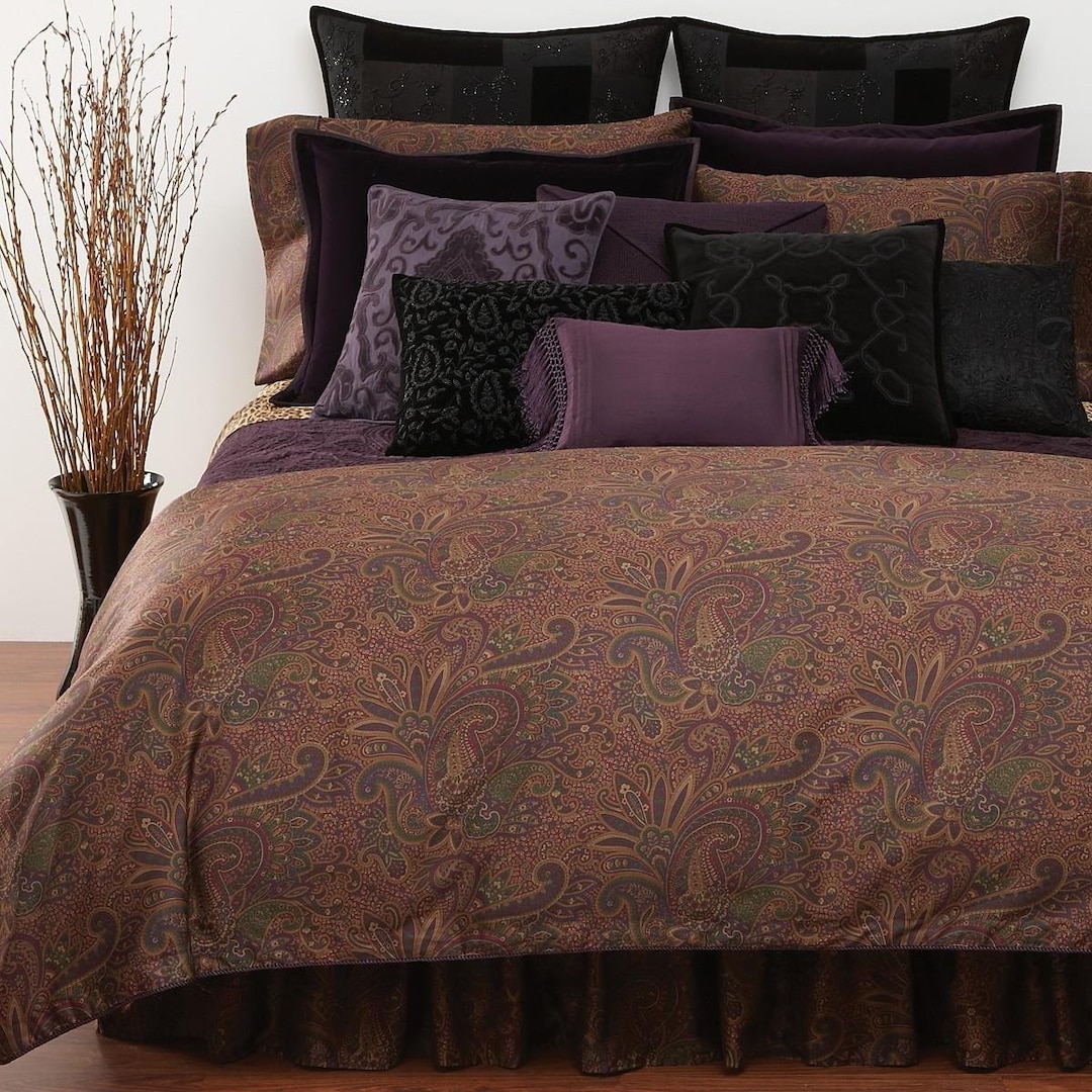 Ralph Lauren BOHEMIAN BURGUNDY PAISLEY Queen Duvet Comforter