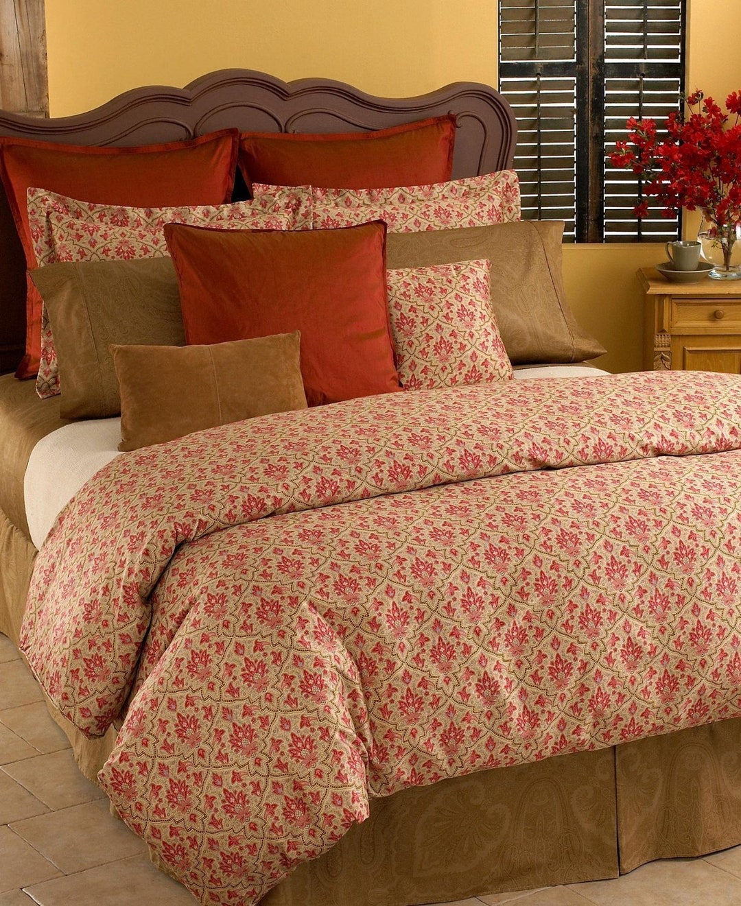 Ralph Lauren Langham Red Paisley SATEEN King Duvet / Comforter