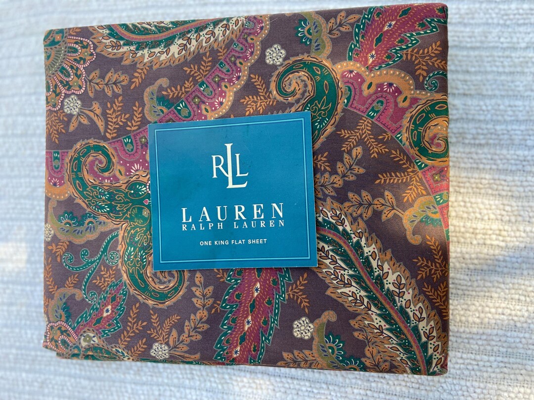 Ralph Lauren Rue Des Artistes King Flat Sheet Brown Paisley