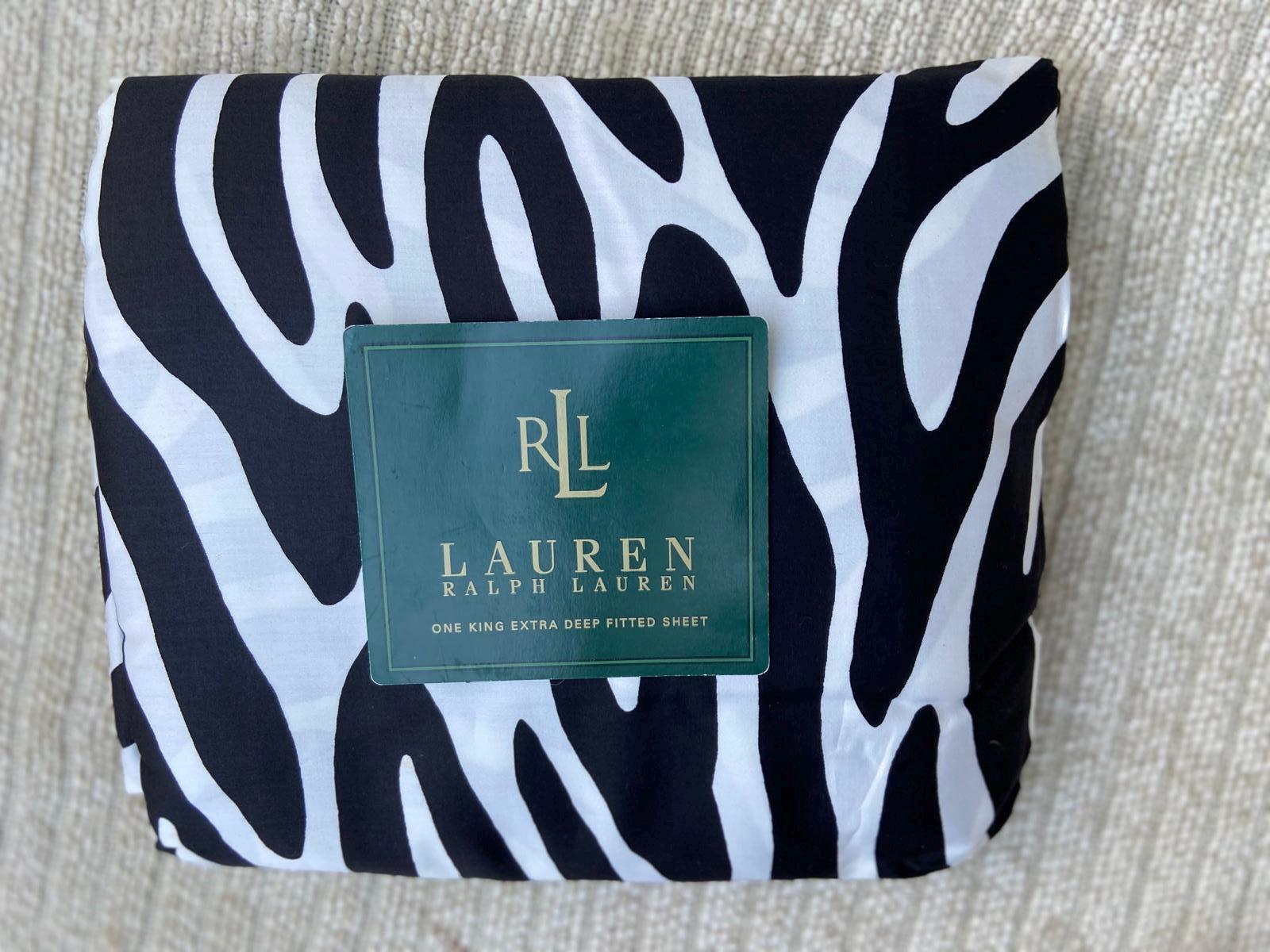 Ralph Lauren RODEO DRIVE Zebra Black KING Fitted Sheet Sateen