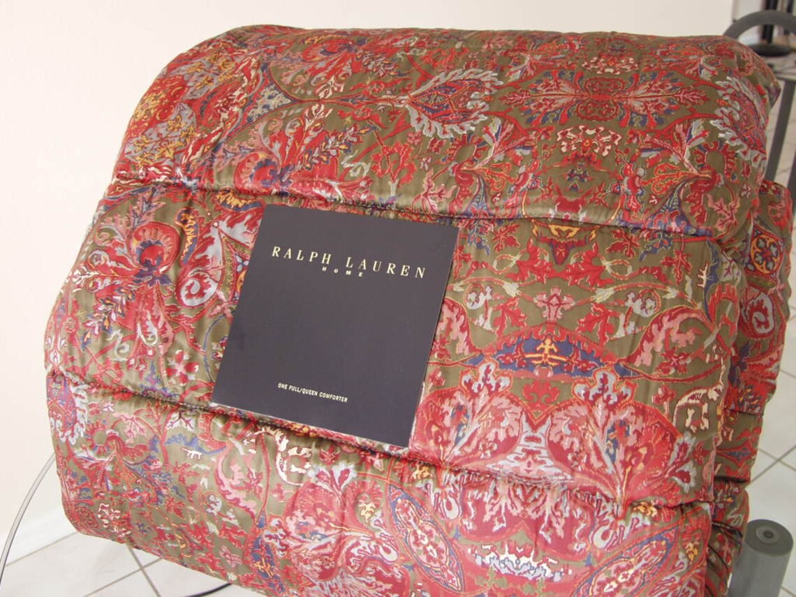 Ralph Lauren Galahad Red Paisley King Comforter Sateen, 300TC Vintage