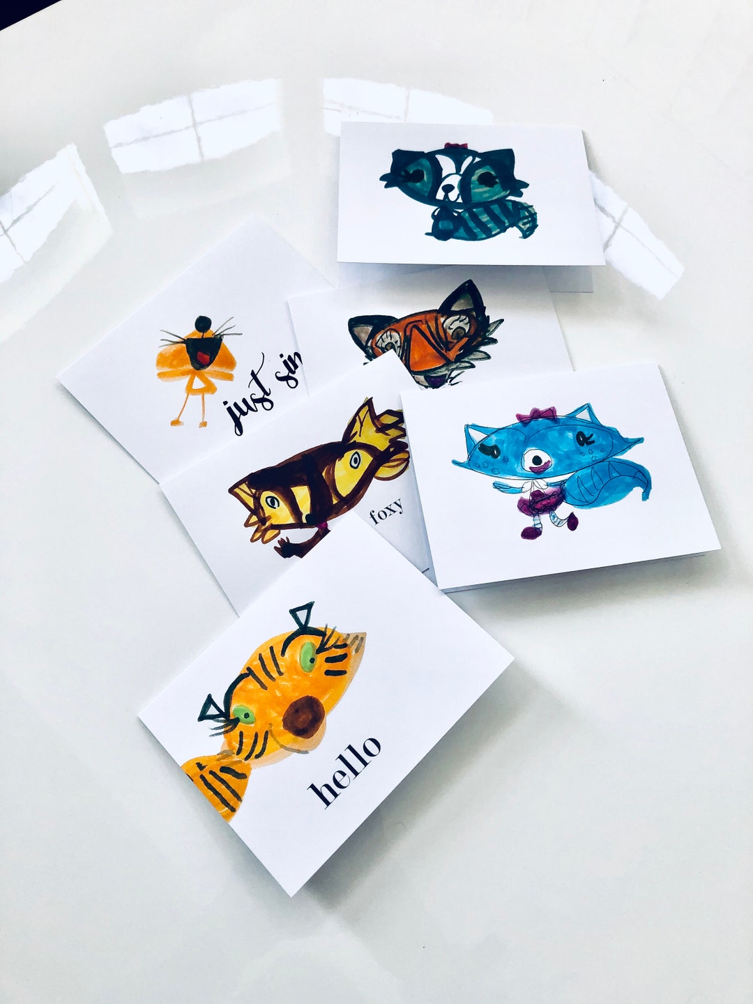 Folded Notecards With Images and Words Art Notecards Notes - Etsy