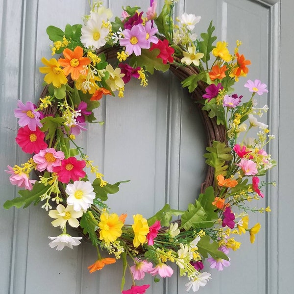 Wild flower Meadow  door wreath/Easter wreath/all year round/ summer/spring wreath/rustic wreath/ Mother's day gift