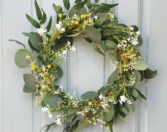 Eucalyptus and willow  door wreath/ all year round wreath / summer wreath/ spring wreath// farmhouse/cottage /rustic wreath/  birthday gift