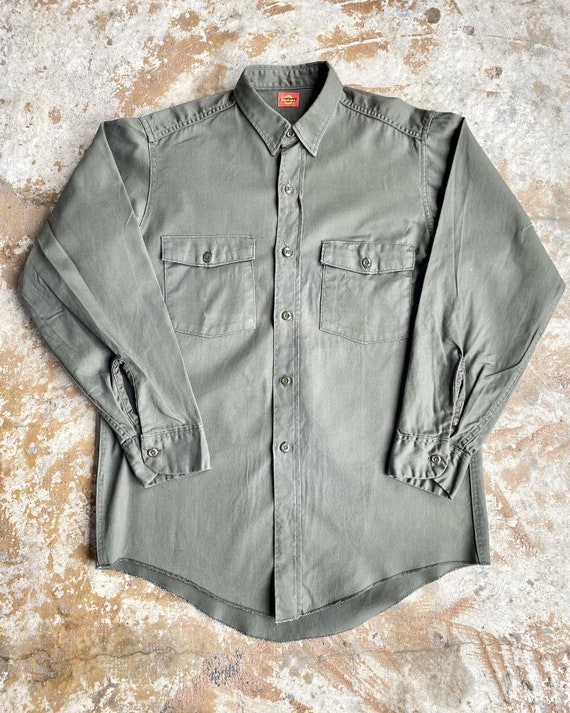 60s Dickies Vtg Work Shirt Charcoal Grey