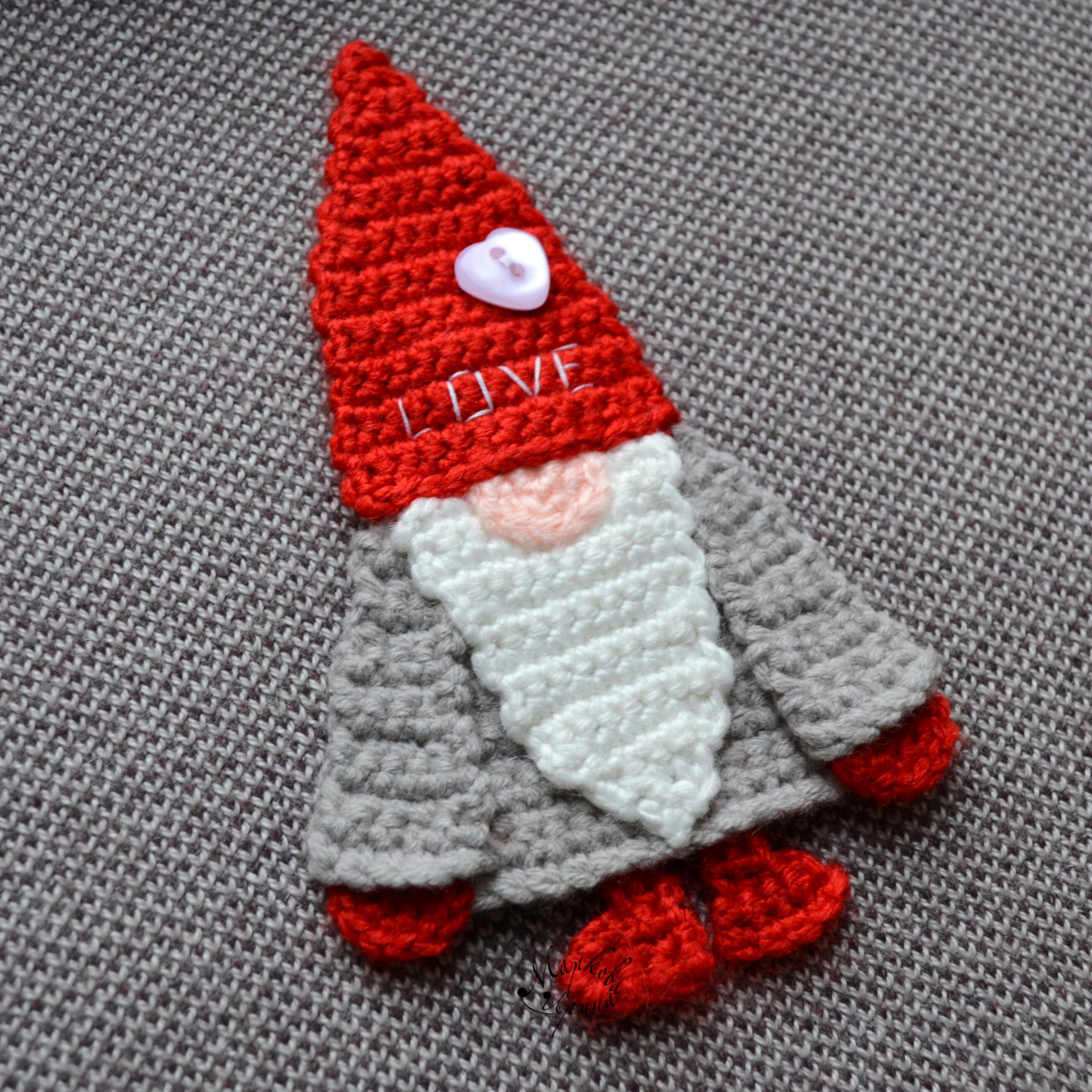 Gnome applique crochet pattern pdf Valentine gnome pattern Etsy