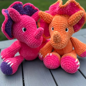 Custom Crocheted Triceratops Plushie, Dinosaur Plushie, Amigurumi Toy, Stuffed animal