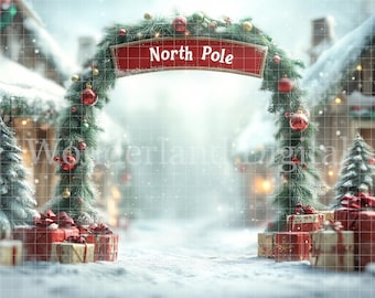 North Pole Digital Backdrop - North Pole Digital Background for Photo Compositions - Christmas Digital Backdrop - North Pole Arch
