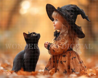 Blurred Fall Forest Digital Backdrop, Autumn Background, Halloween Digital Backdrop