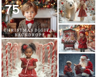 75 Christmas Digital Backdrops, Christmas Photography Backdrop Bundle, Digital Backdrops for Photo Compositions