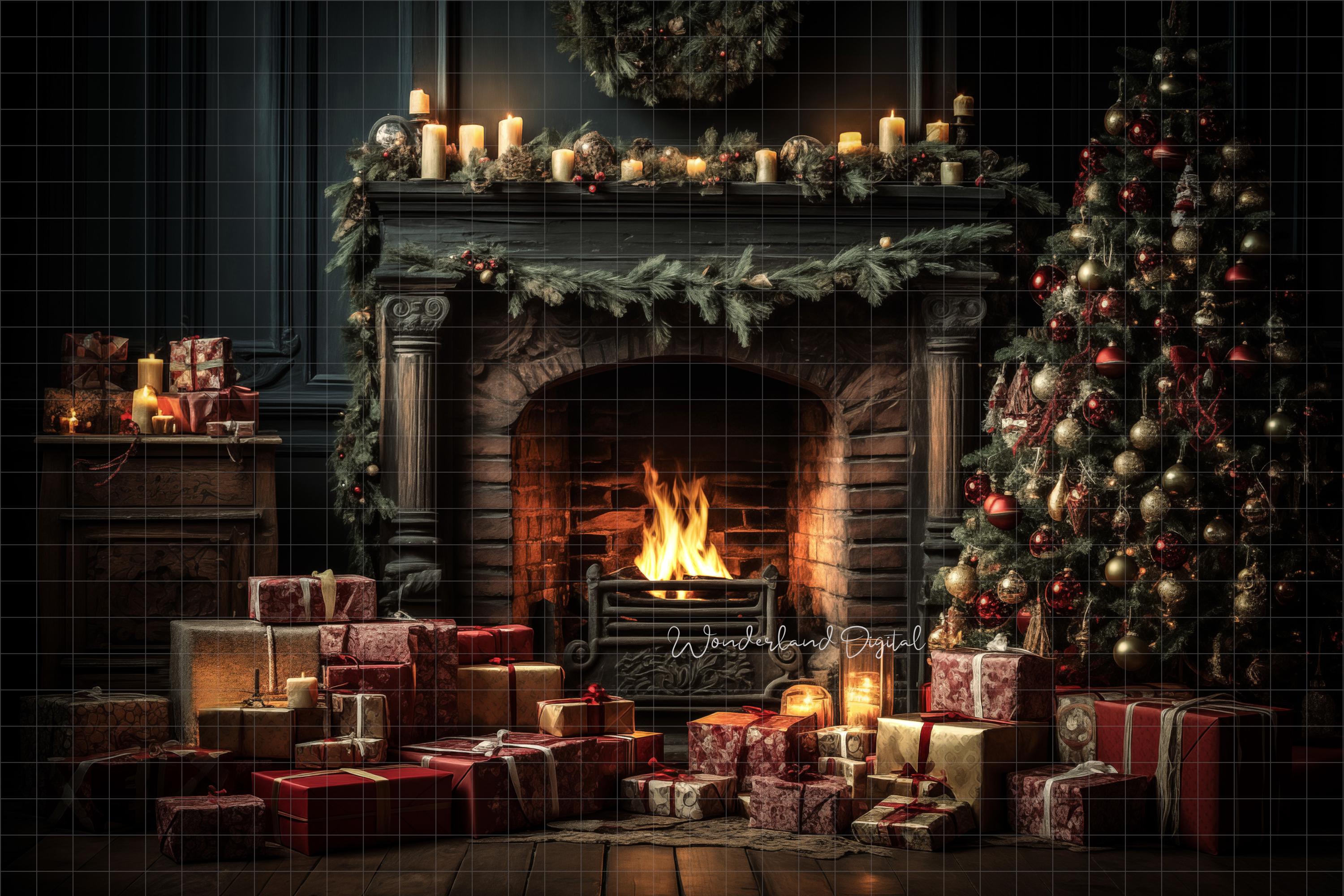 Christmas Digital Photography Backdrop, Cozy Christmas Room With ...
