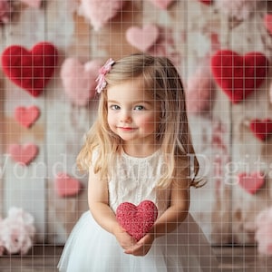 Blurred Wooden Valentines Day Digital Backdrop, Valentines Day Heart Backdrop, Valentines Day Backdrop for Photo Compositions
