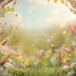 Easter Digital Backdrop, Spring Backdrop, Childrens Easter Portrait Backdrop, Spring Flowers