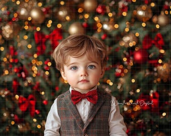 Christmas Digital Backdrop, Blurred Christmas Tree Backdrop, Christmas Tree Bokeh Photography Backdrop