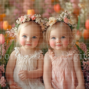 Spring Digital Backdrop, Spring Floral Background, Easter Background, Tulips, Spring/Easter Portrait Background