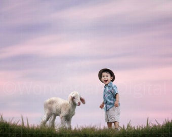 Spring Lamb Digital Photography Backdrop - Layered PSD
