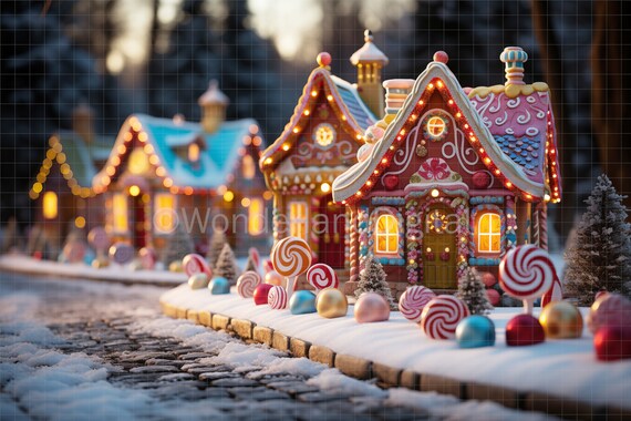 クリスマス キャンディ ハウス デジタル背景、キャンディ背景