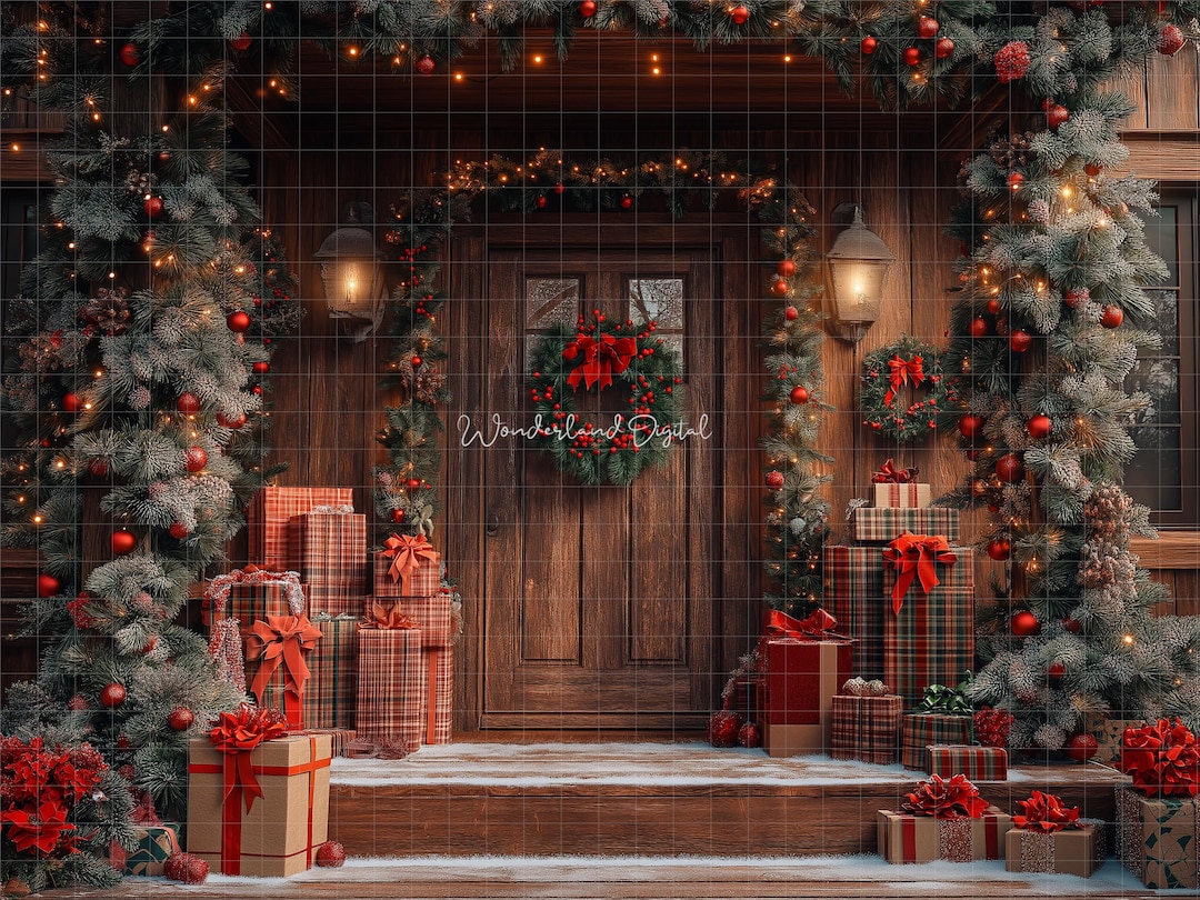 Christmas Digital Backdrop, Outdoor Christmas Digital Photography